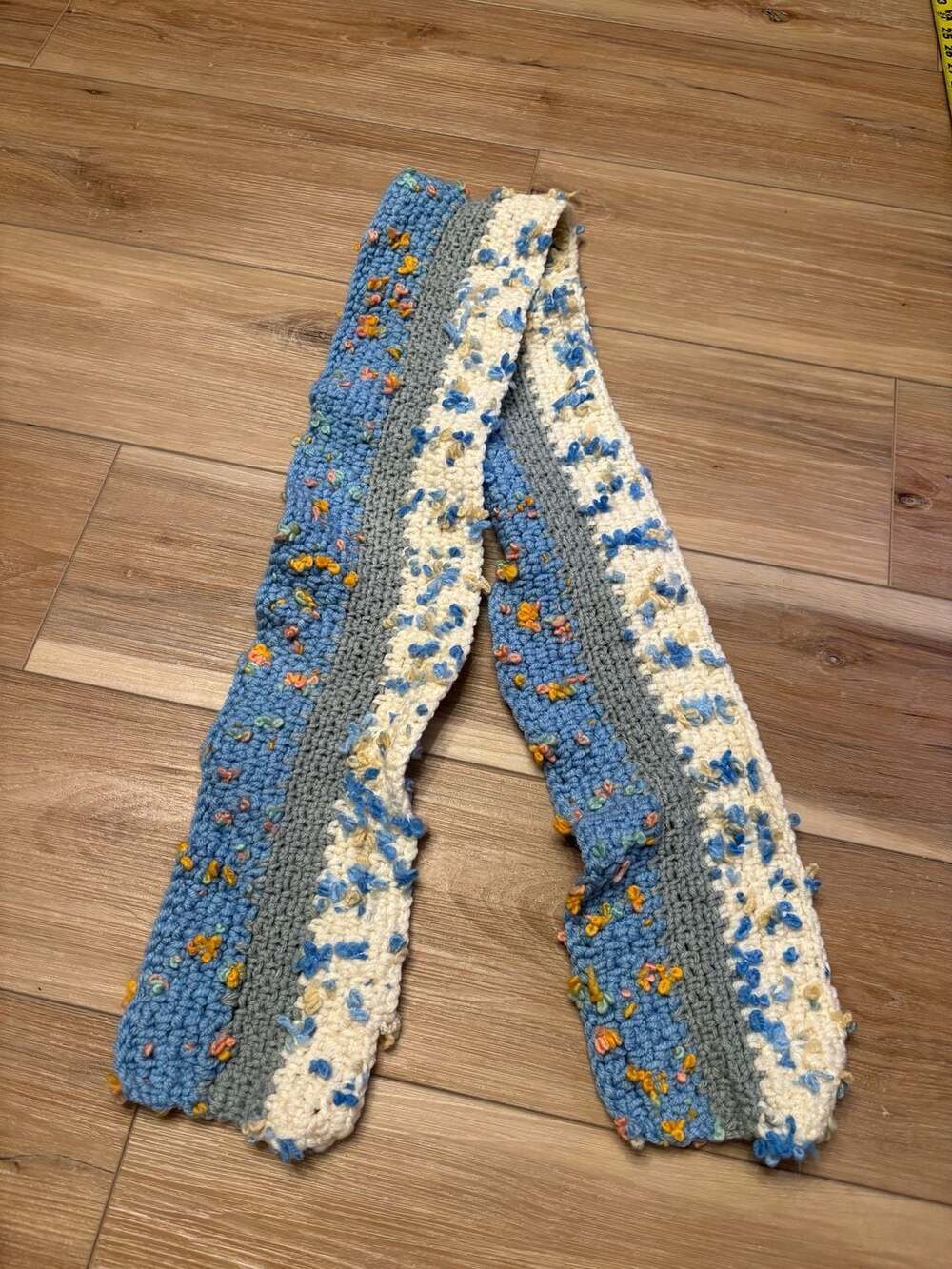 Handmade Multi-Colored Textured Crochet Skinny Scarf